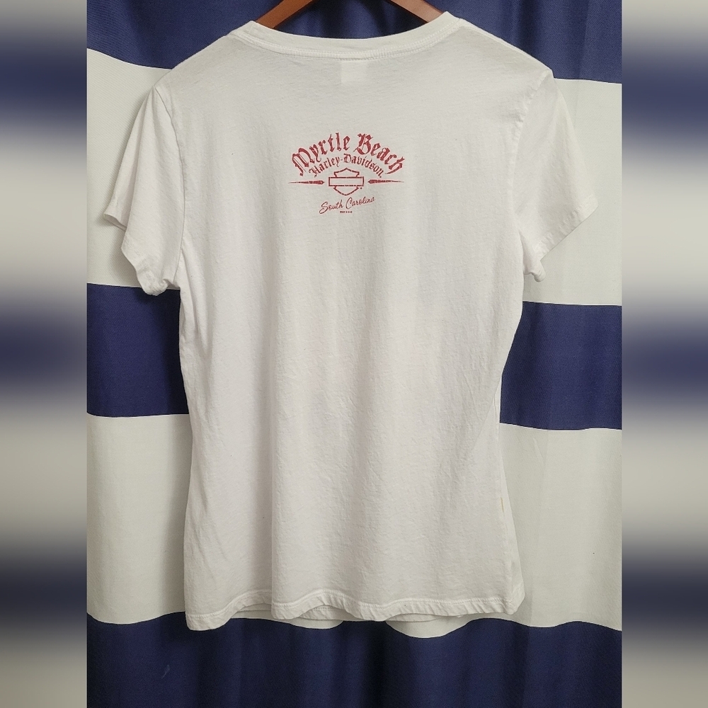 Harley-Davidson White Tee with American Flag Graphic – Size XL - Picture 4 of 5